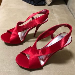 Cute red satin shoes